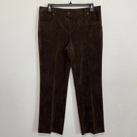 Larry Levine NWOT Brown Thin Wale Boot Cut Corduroy Pants Plus Size 16 Petite - Picture 1 of 7